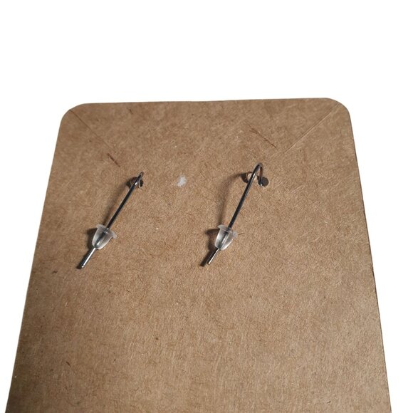 Black Dangle Chandelier Earring Hook Drop Heavyweight Multi Tier Square Handmade - Picture 4 of 4